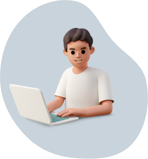 illustration of a man sitting infront of laptop